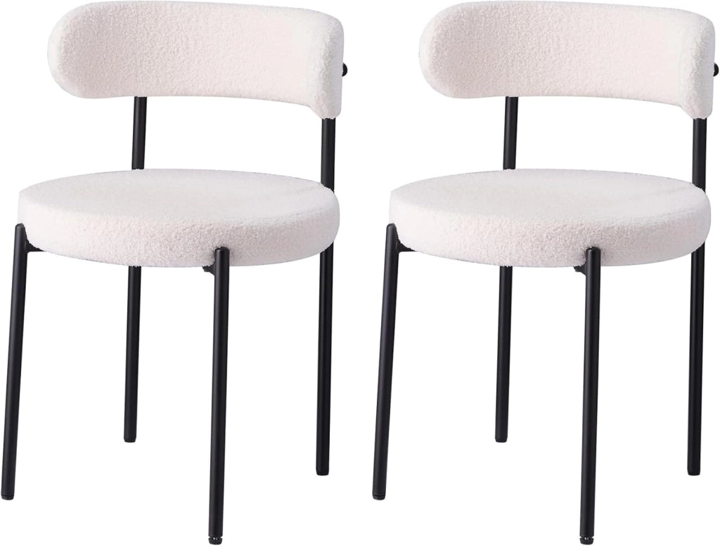 GrandCA HOME Set di 2 Sedie da Pranzo, Sedia da Cucina Imbottita con Rivestimento in Velluto Teddy, Adatta a Soggiorni, Sale da Pranzo e Camere da Letto, Nero