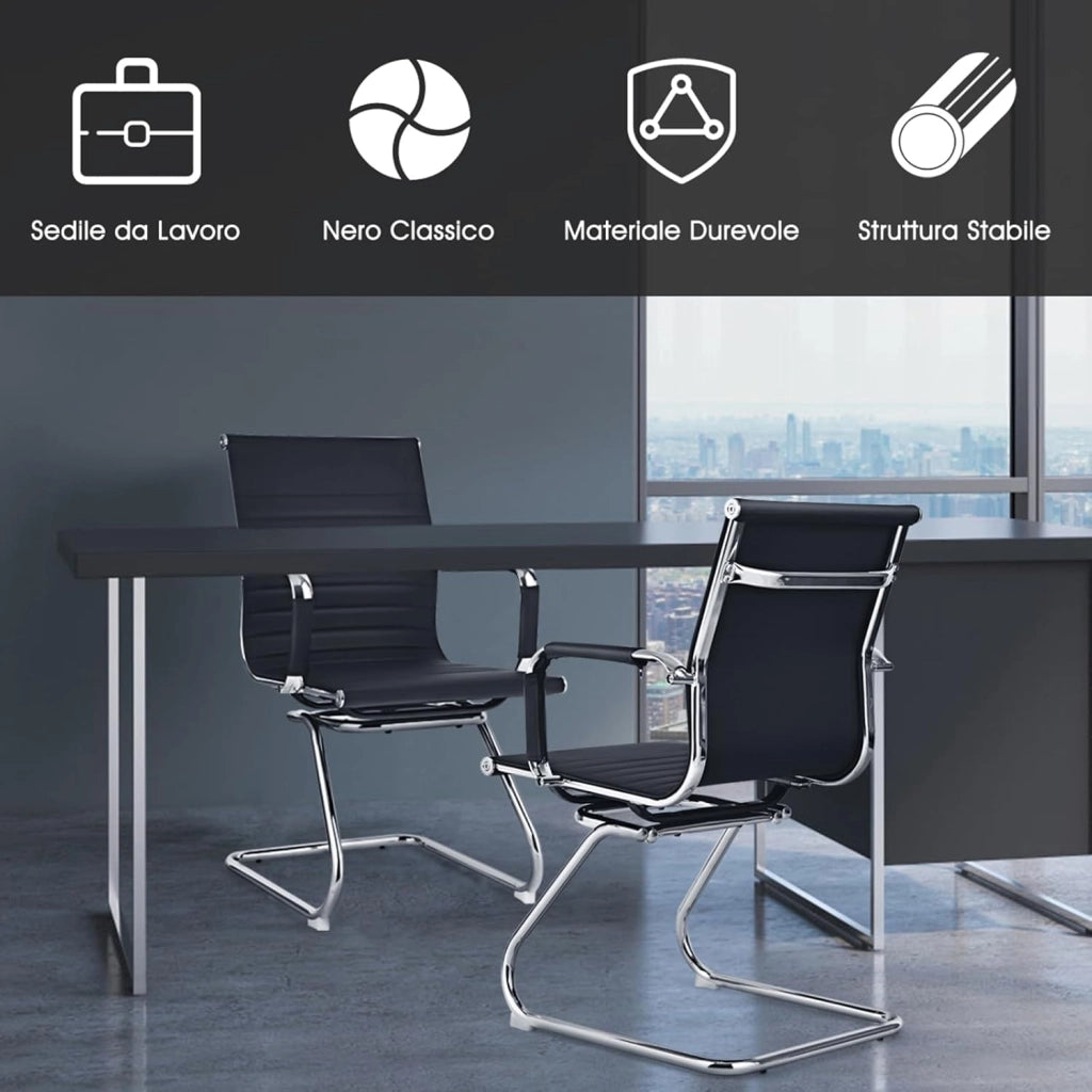 Set di 2 Sedie da Ufficio Ergonomica, Sedie per Sala d'Attesa, Sedia da Conferenza, Poltrona Ufficio con Braccioli, Sedia da Ricevimento Moderne, per Scrivania Sala Riunioni, Portata 120 kg