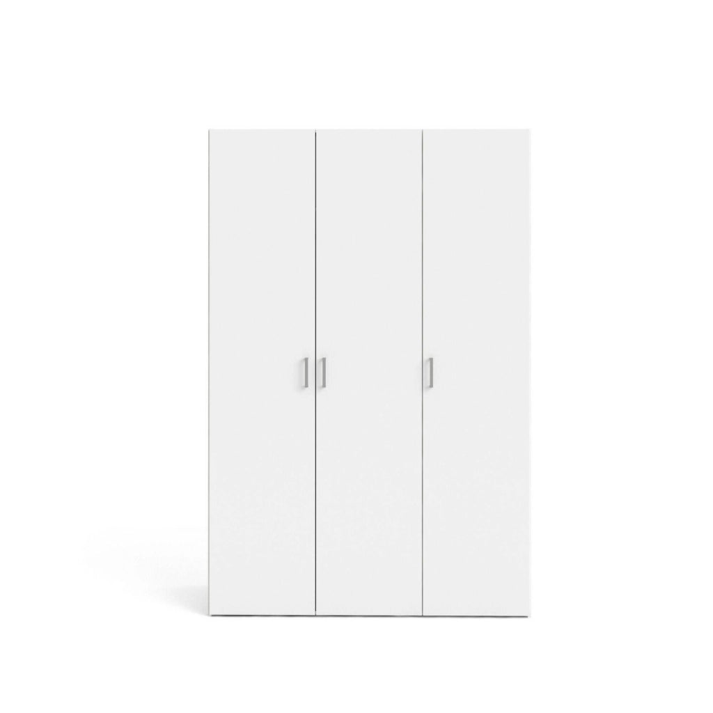 Armadio Camera da Letto Ruffano, Guardaroba 3 Ante Appendiabiti, 115x49 cm Bianco