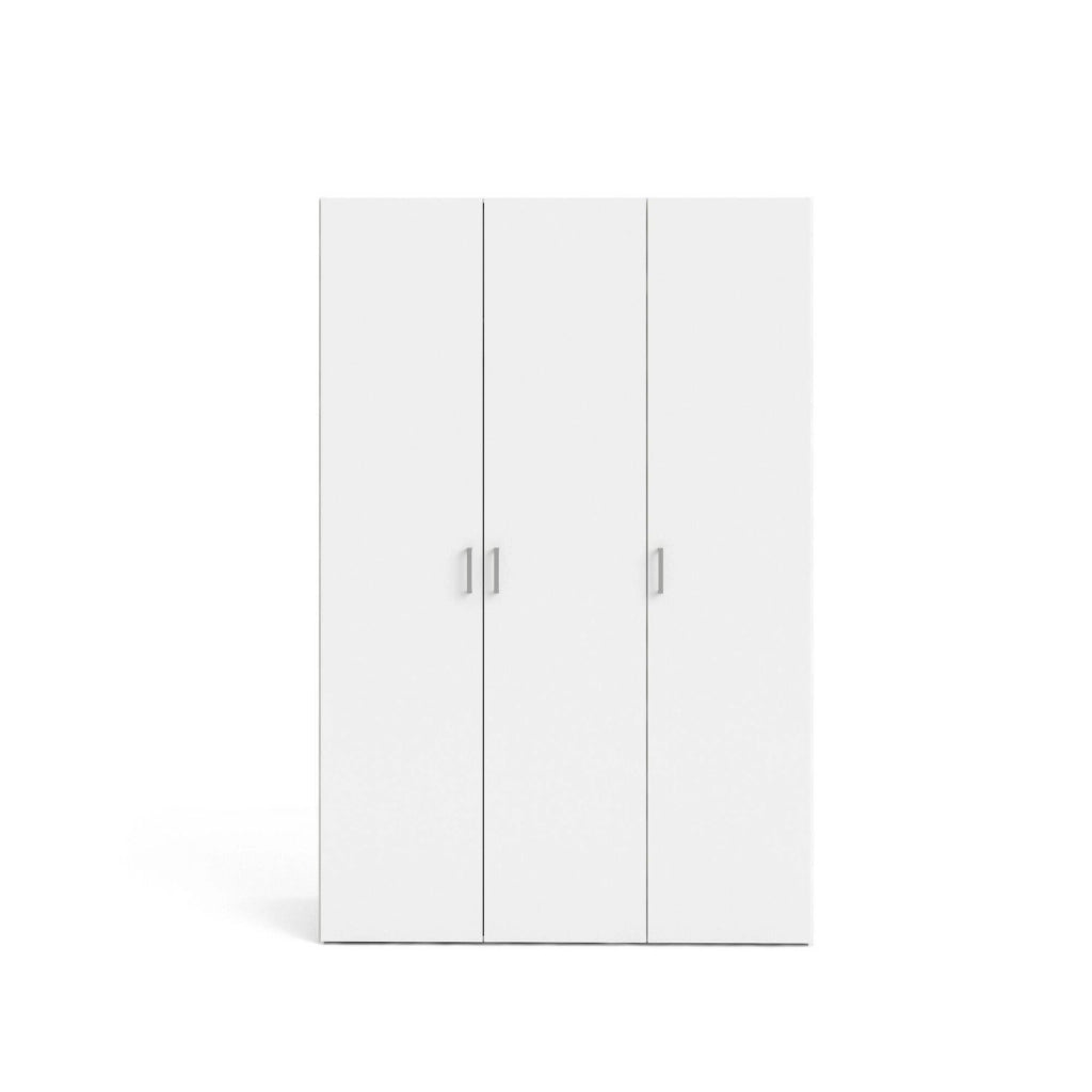 Armadio Camera da Letto Ruffano, Guardaroba 3 Ante Appendiabiti, 115x49 cm Bianco