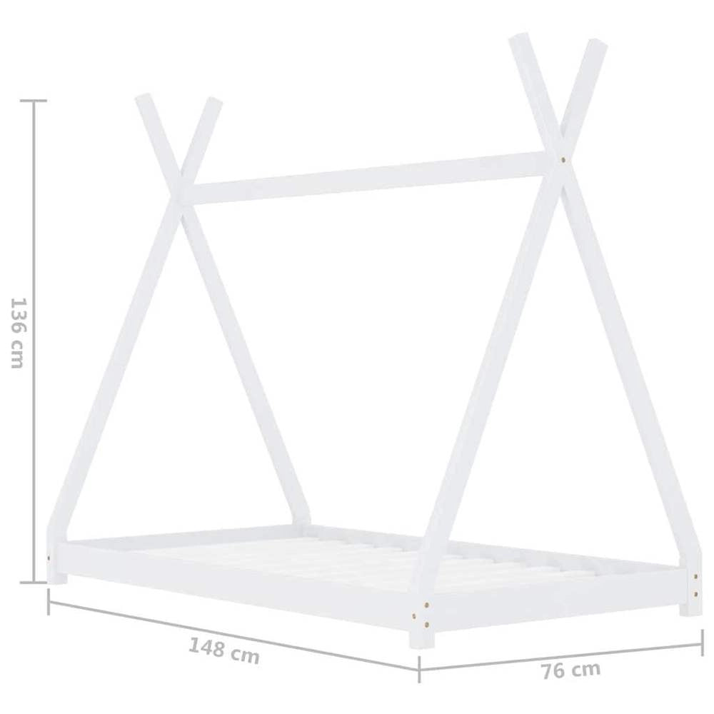 ChildrenFTs Bed Frame White Solid Pine 70 X 140 Cm