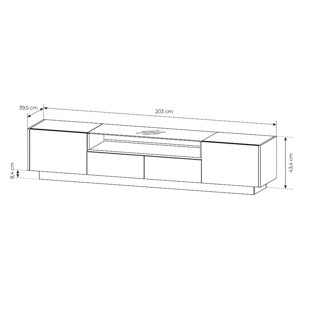 Kakagano, Mobile Porta tv 2 Cassetti, 203x40x43h cm Marrone Chiaro