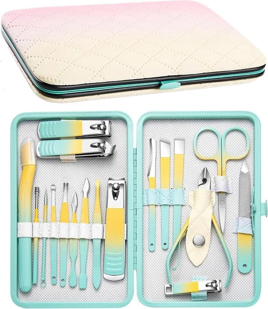 Set di manicure - Set di manicure a 18 pezzi - Kit di cura unghie - Kit di taglio unghie - Set di pedicure - Cura professionale - Tagliacapelli professionale - Set di manicure e pedicure
