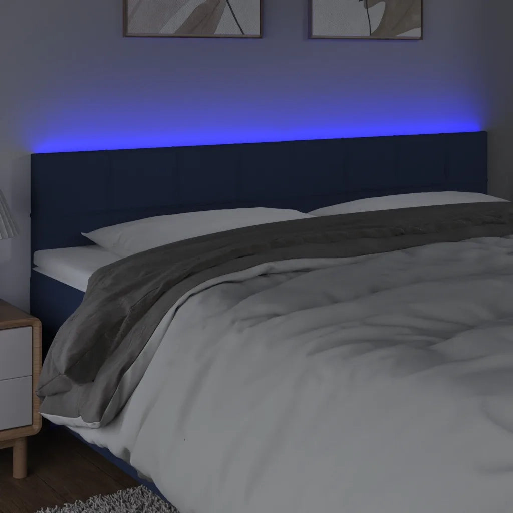 Testiera a LED-Testata con LED Blu 180x5x78/88 cm in Tessuto 813881