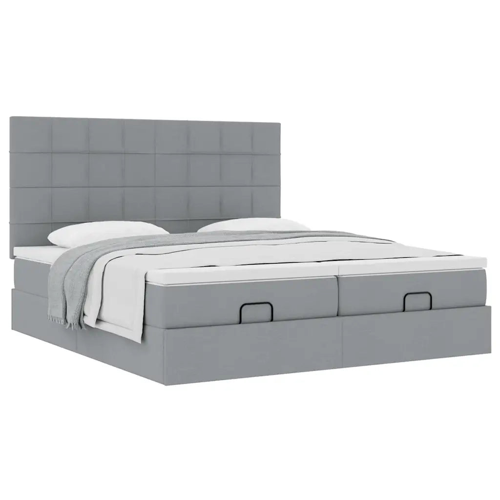 Struttura Letto Pouf con Materassi 200x200 cm in Tessuto 3313699