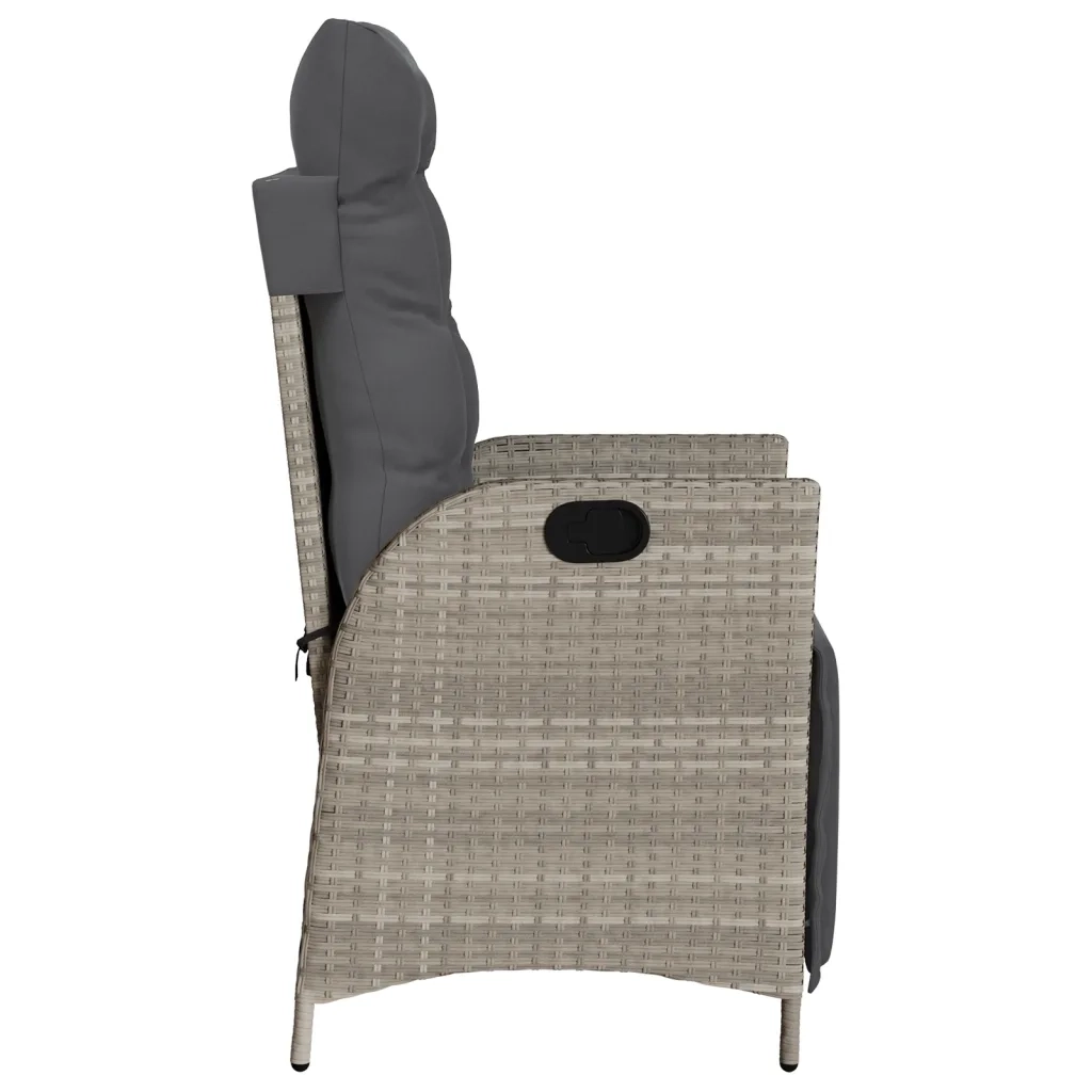 Sedia Reclinabile Giardino Poggiapiedi Grigio Chiaro Polyrattan 365286