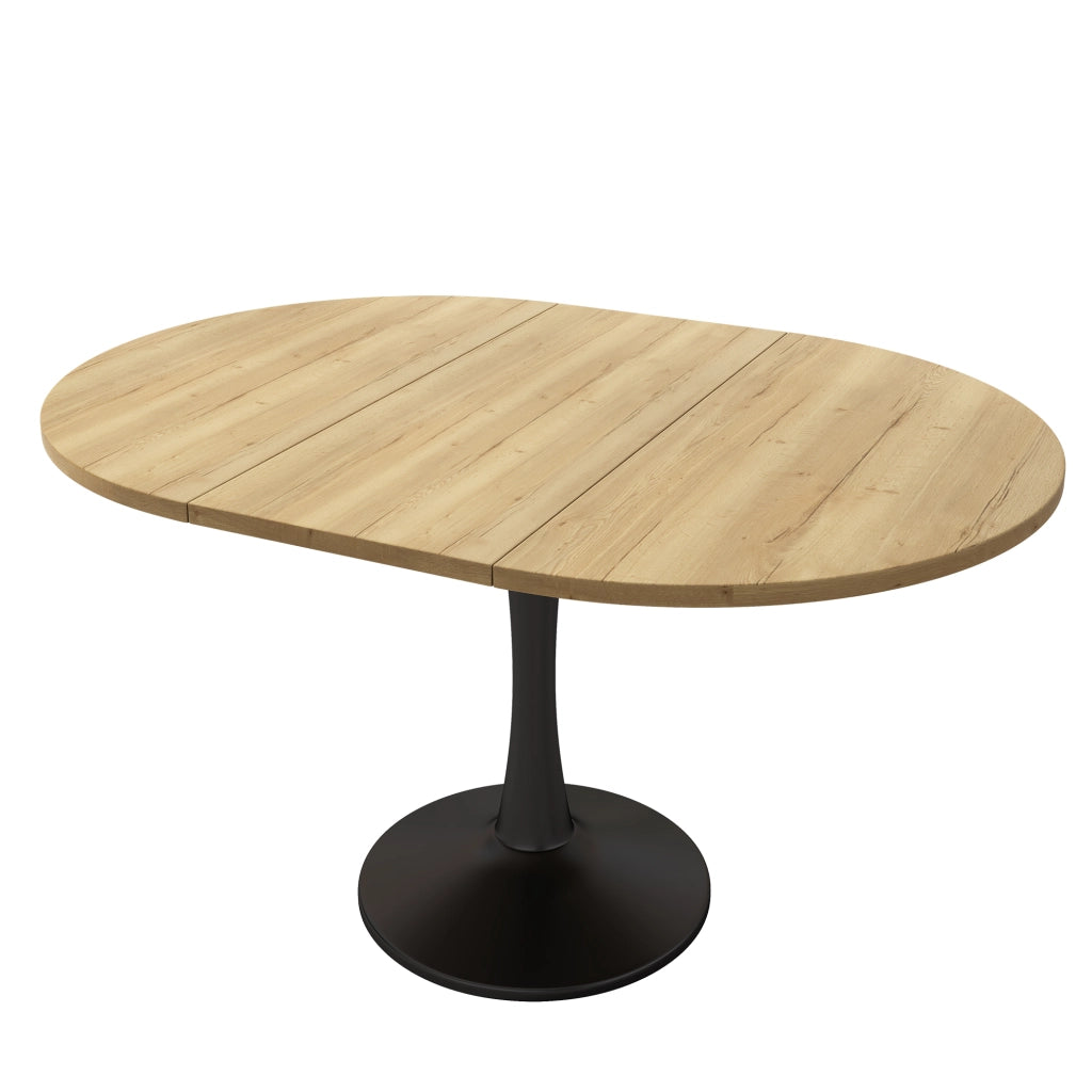 Tavolo da pranzo allungabile ovale in MDF finitura rovere, 100 kg, design moderno salvaspazio