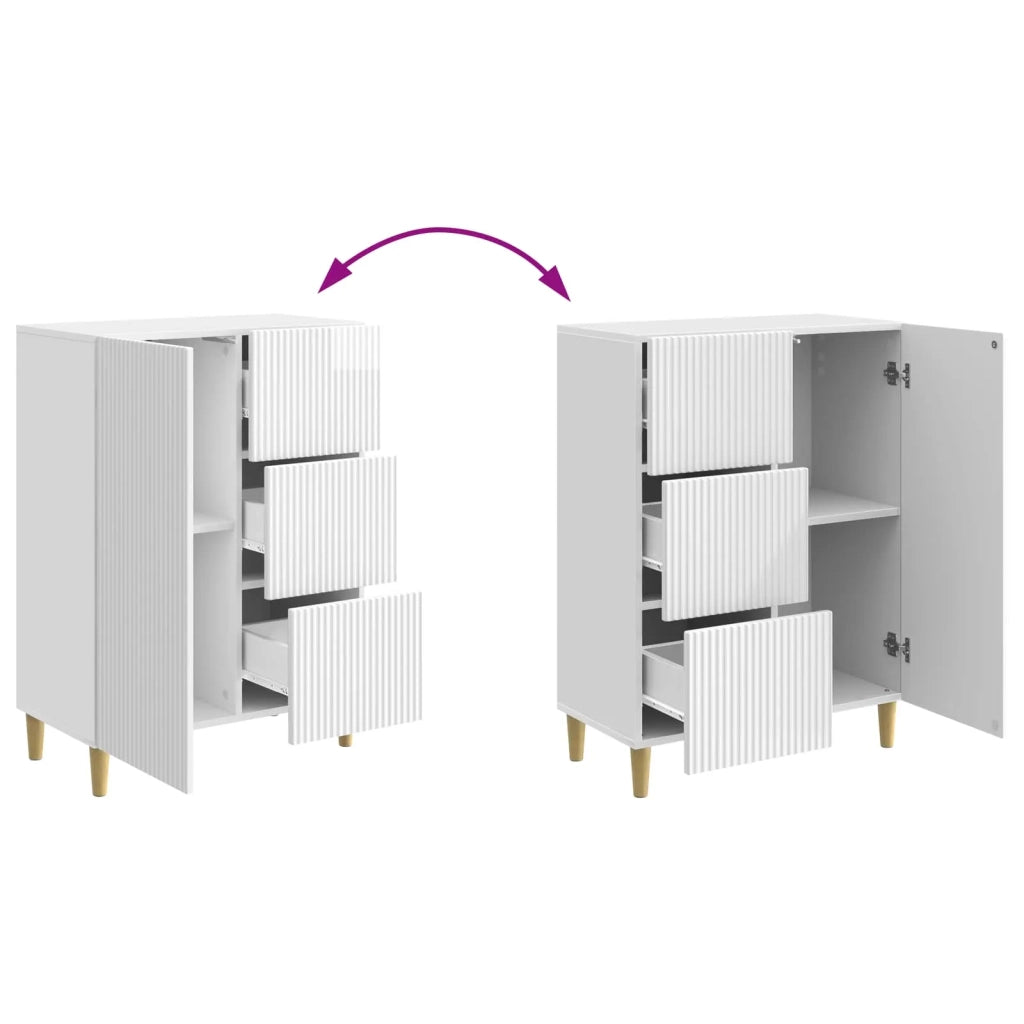 Credenza Bianco Lucido 66 x 34,5 x 90 cm Legno ingegnerizzato