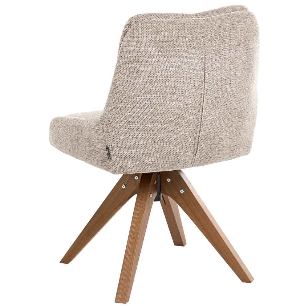 Set di 2 sedie da pranzo girevoli Rivestimento in tessuto tortora Base con gambe in legno girevoli in metallo