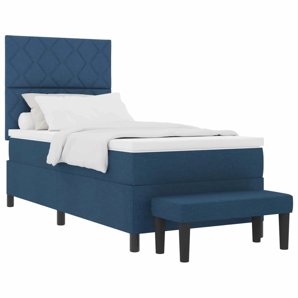 Letto a molle con cuscino con testiera Blu 90 x 190 cm Tessuto 3344113