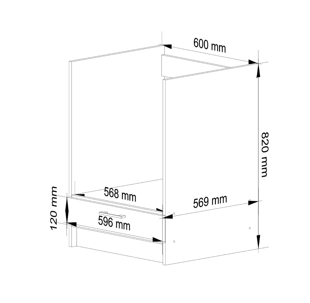 Mobile da cucina per incasso del forno AKORD S60 sistema OLIWIA Bianco 60 cm 1 anta inserto frontale Cemento 60x55x82 cm