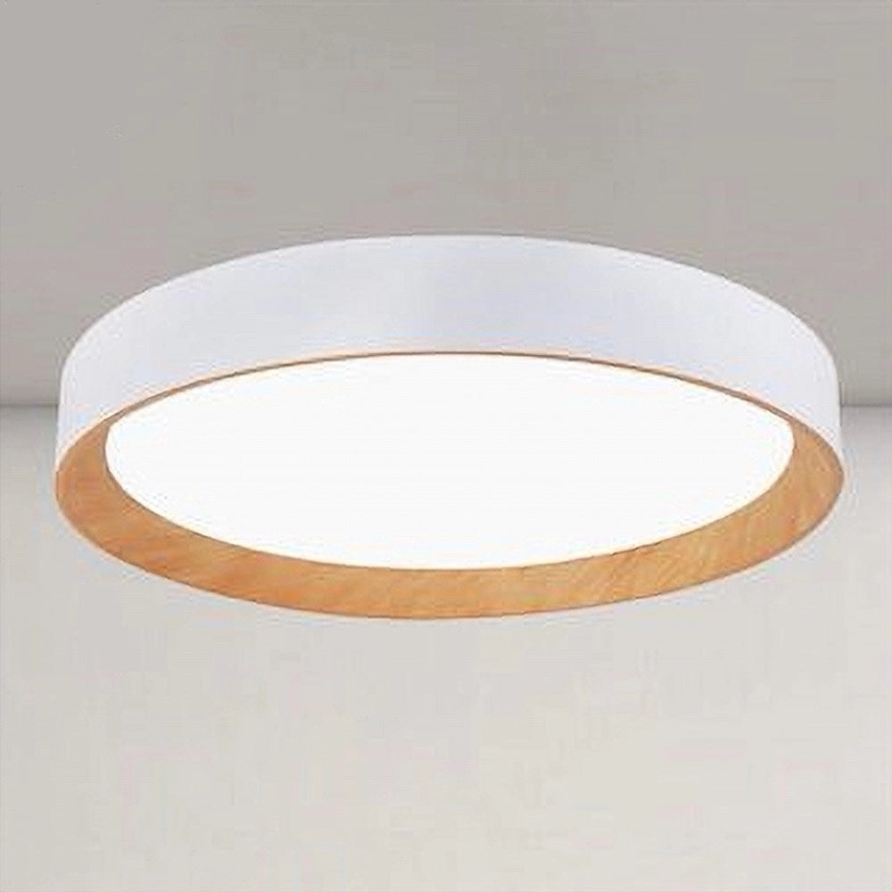 Trade Shop - Plafoniera Led A Soffitto 68w Rotonda Bianco Con Venature Legno Luce 6500k 32774 -