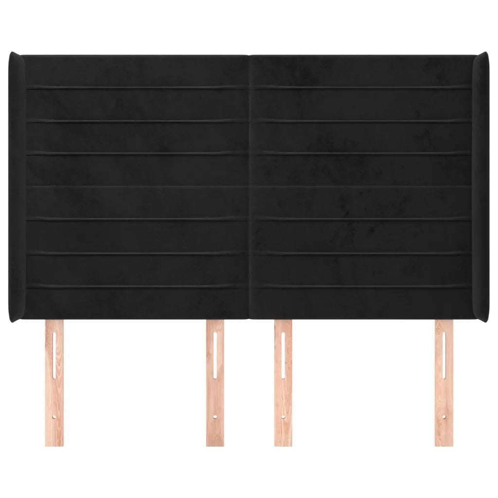 Testiera | Testata ad Orecchio Nera 147x16x118/128 cm in Velluto