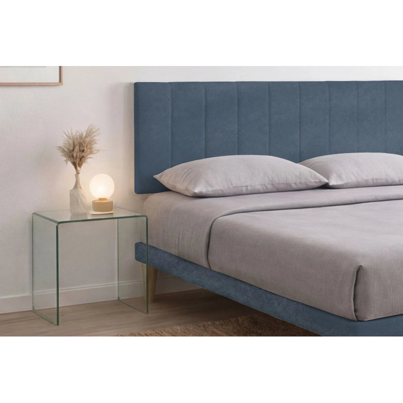 Letto imbottito Letto Matrimoniale alla Francese 140x200 cm Vertical - Con rete,Microfibra,Blu