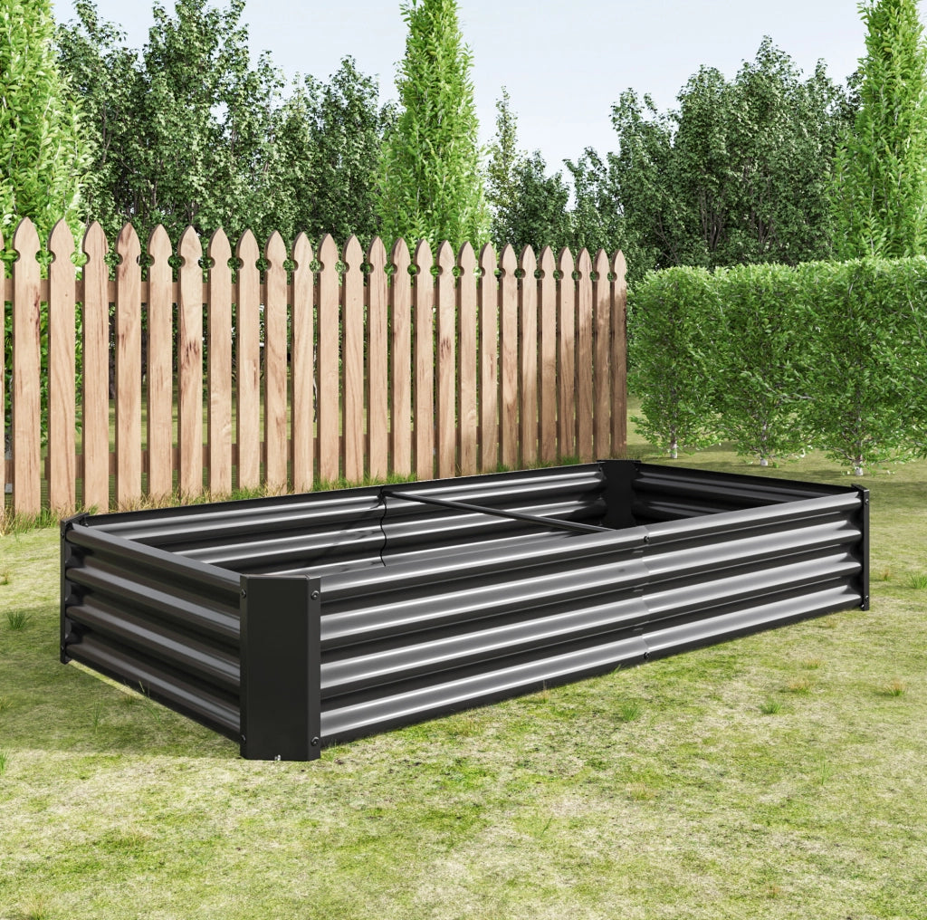 Orto rialzato in acciaio nero 180x91x30 cm