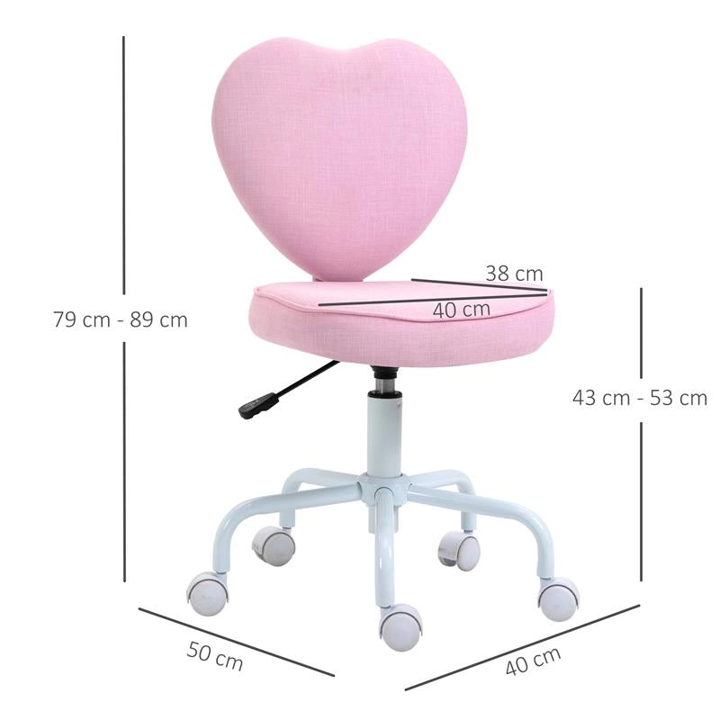 SEDIA PER SCRIVANIA CAMERETTA A FORMA DI CUORE CON 5 ROTELLE GIREVOLI