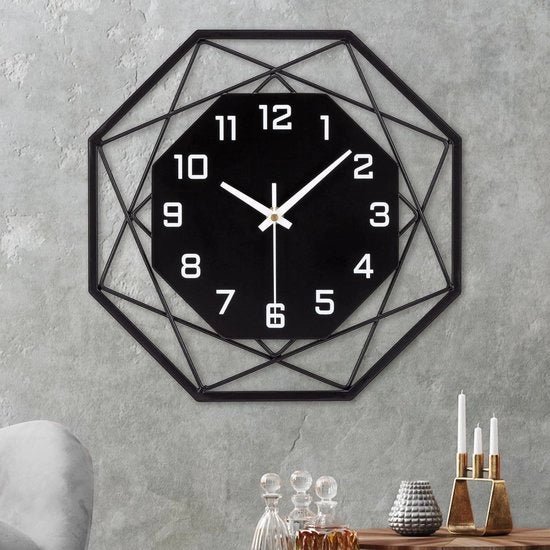 Orologio da Parete Moderno - Decorazione da Parete - 1 pezzo - Nero - Metallo - 30 cm