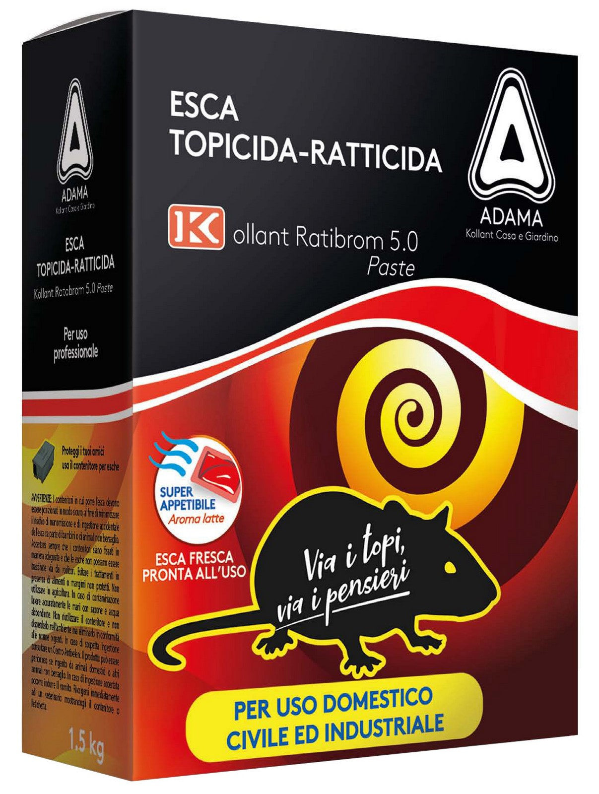esca topicida 'ratibrom 5.0' professionale kg 1,5 3x500 gr interni ed esterni cod:ferx.95908