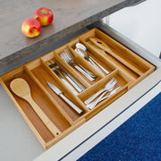 Cassa porta oggetti in bambù - organizzatore cucina - 5 contenitori - 29-48 x 34 cm - naturale