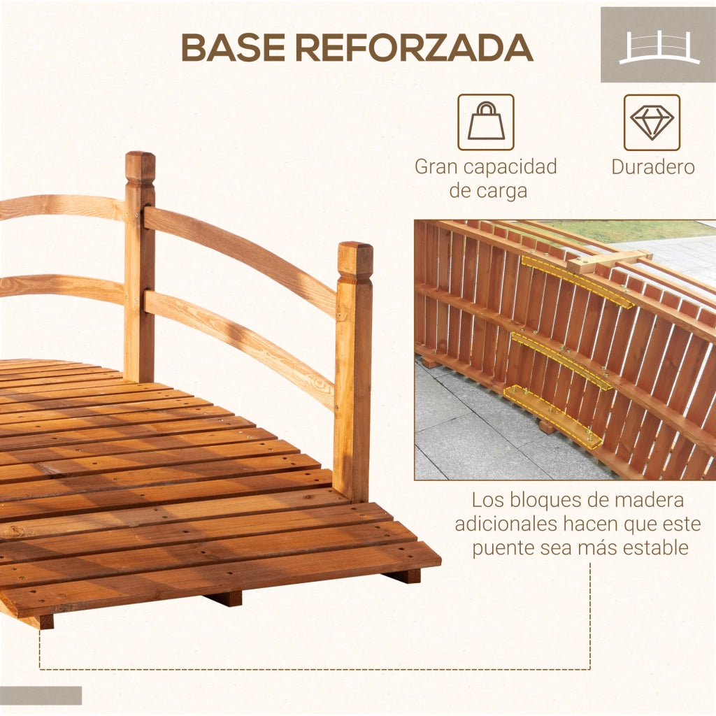 Ponte per Giardino in Legno con Passamano ¨C Zephmum ¨C 185x72x58 cm Colore Naturale