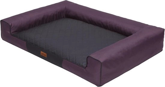 Letto per Cane Rosso Scuro con Matrimoniale Nero - L 80 x 55 cm - Comodo e Sostenibile Letto per Animali