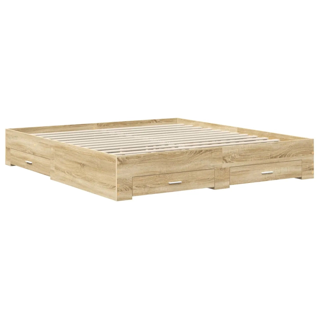 Struttura del letto con testiera Rovere Sonoma 200 x 200 cm 3409610