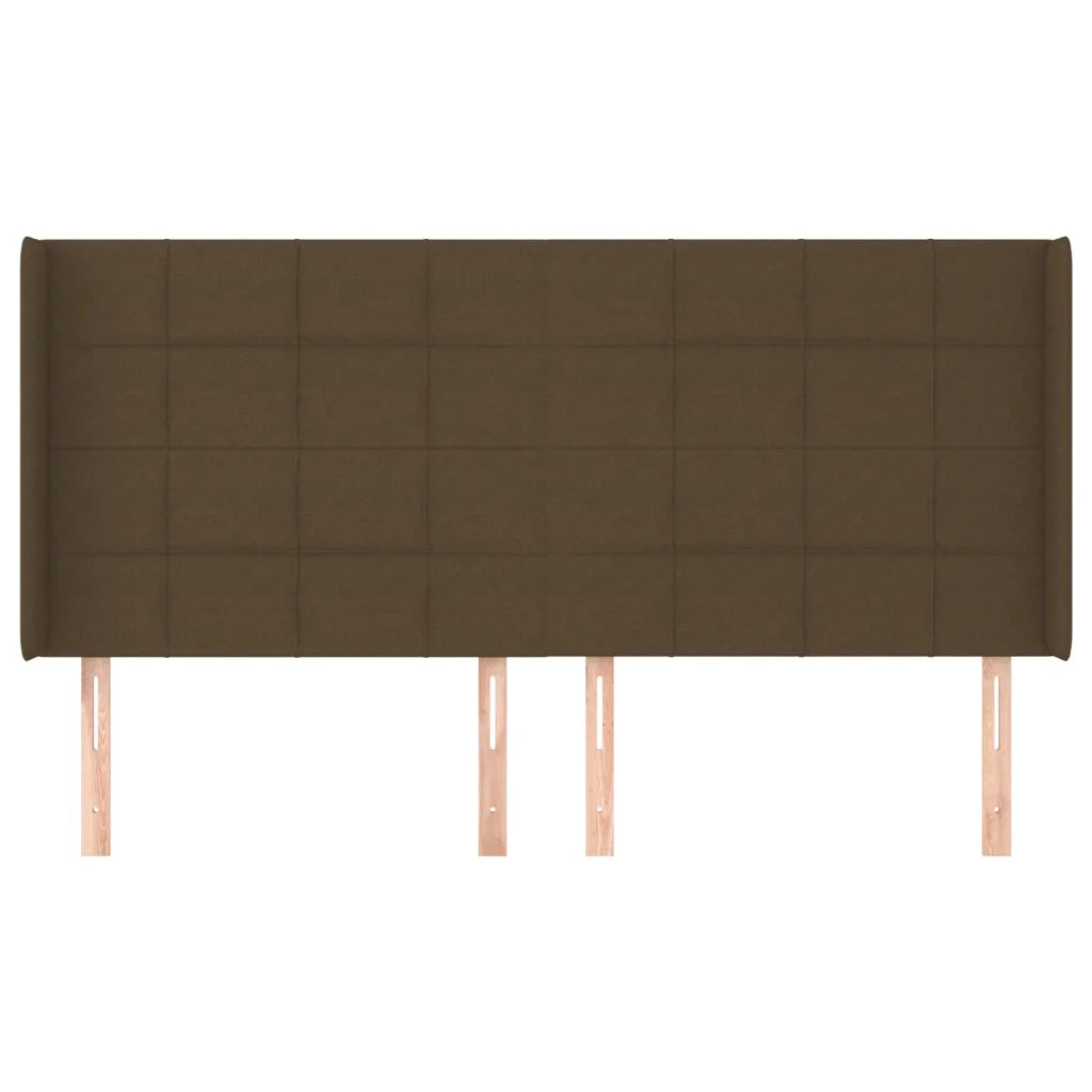 Testiera ad Orecchio-Testata con Orecchie Marrone Scuro 163x16x118/128 cm in Tessuto 707948