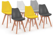 Set di 6 sedie SARA mix colore grigio chiaro, bianco, 2 grigio scuro, 2 giallo