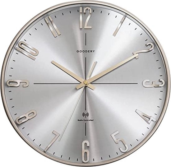 Orologio da Parete a Batterie 30 cm Stile 3D | Grande, Moderno, Orologio da Parete Analogico senza Suoni Tapping Risonanti, quasi Silenzioso | Decorazione per ogni Parete | Orologio, Orologio Radiografico | Argento