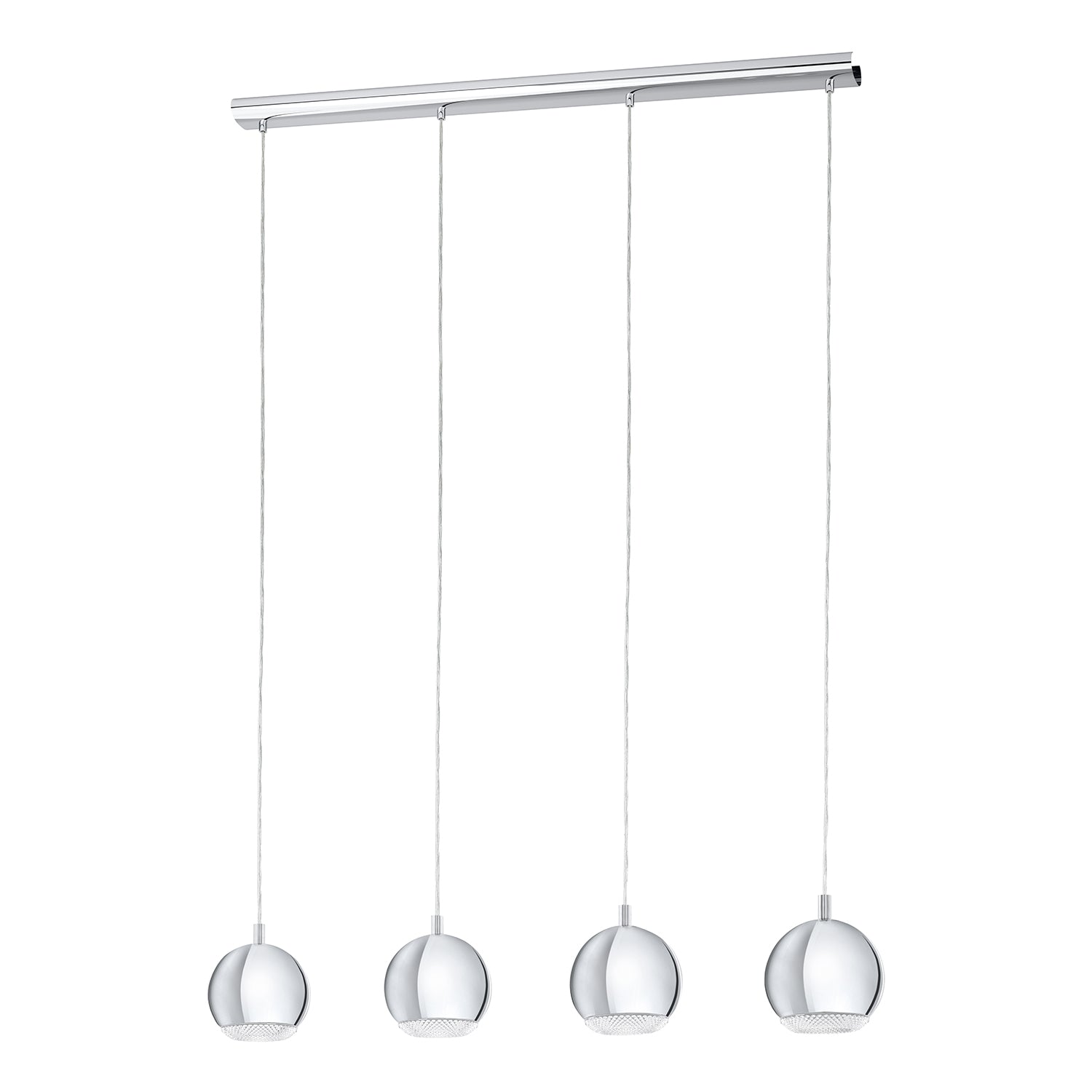 Lampadario A Sospensione Moderno Conessa Acciaio Cromo 4 Luci Gu10 3W