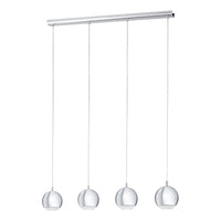 Lampadario A Sospensione Moderno Conessa Acciaio Cromo 4 Luci Gu10 3W