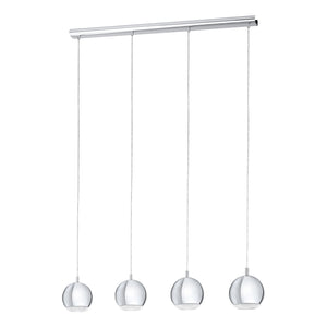 Lampadario A Sospensione Moderno Conessa Acciaio Cromo 4 Luci Gu10 3W