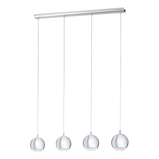 Lampadario A Sospensione Moderno Conessa Acciaio Cromo 4 Luci Gu10 3W