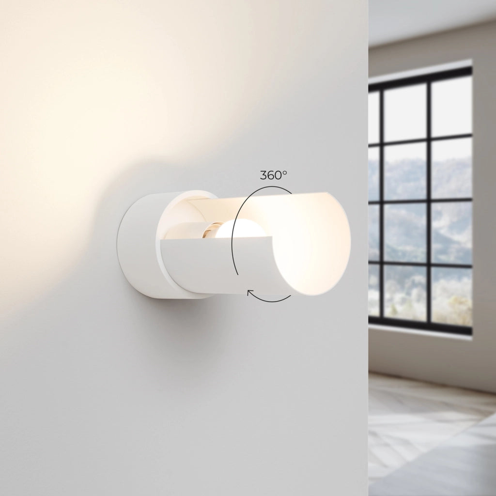 Applique moderna bianca tonda orientabile E27 Pure Lume