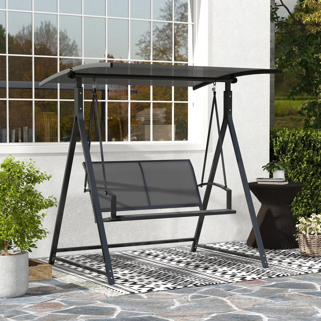Altalena da Giardino 2 Posti con Tettoia ¨C zephmum ¨C Grigio 160x112x162 cm