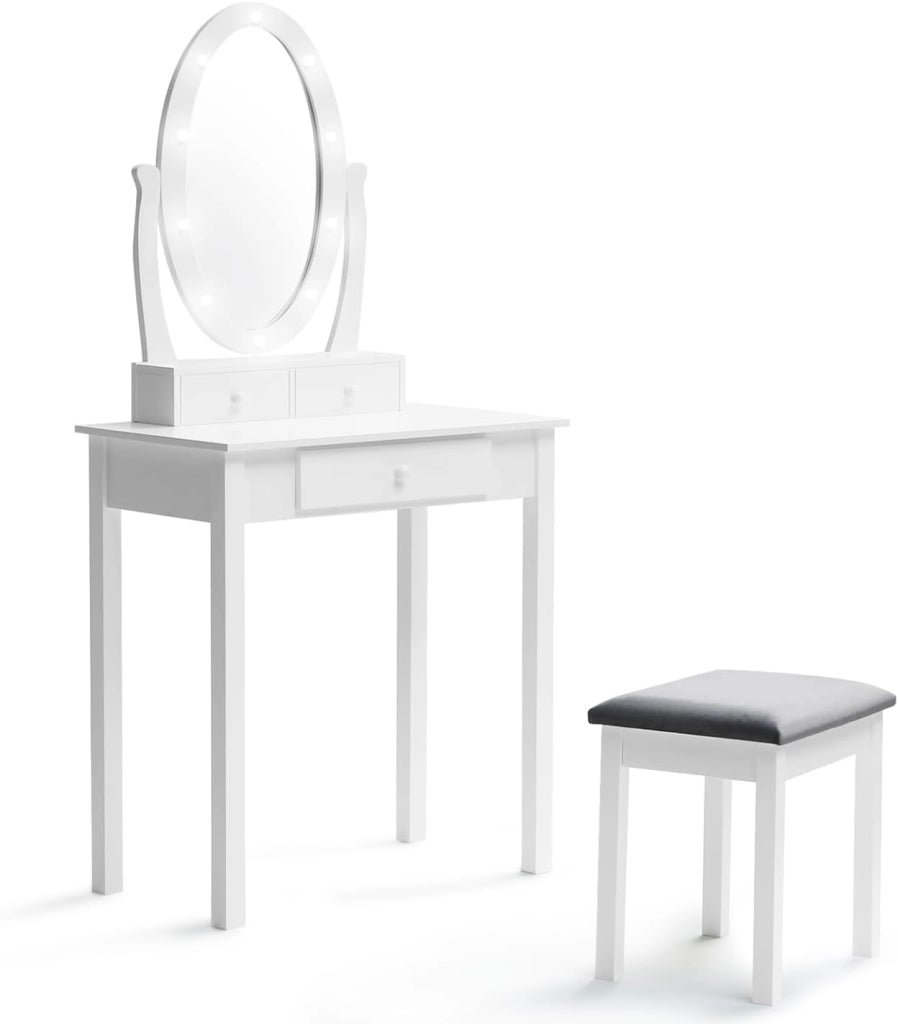 Toeletta con specchio LED e sgabello BELLA