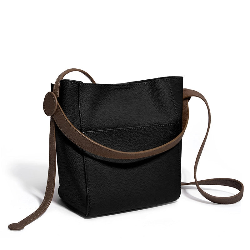 Borsa a tracolla in vera pelle, grande capacit¨¤, borsa a spalla nera