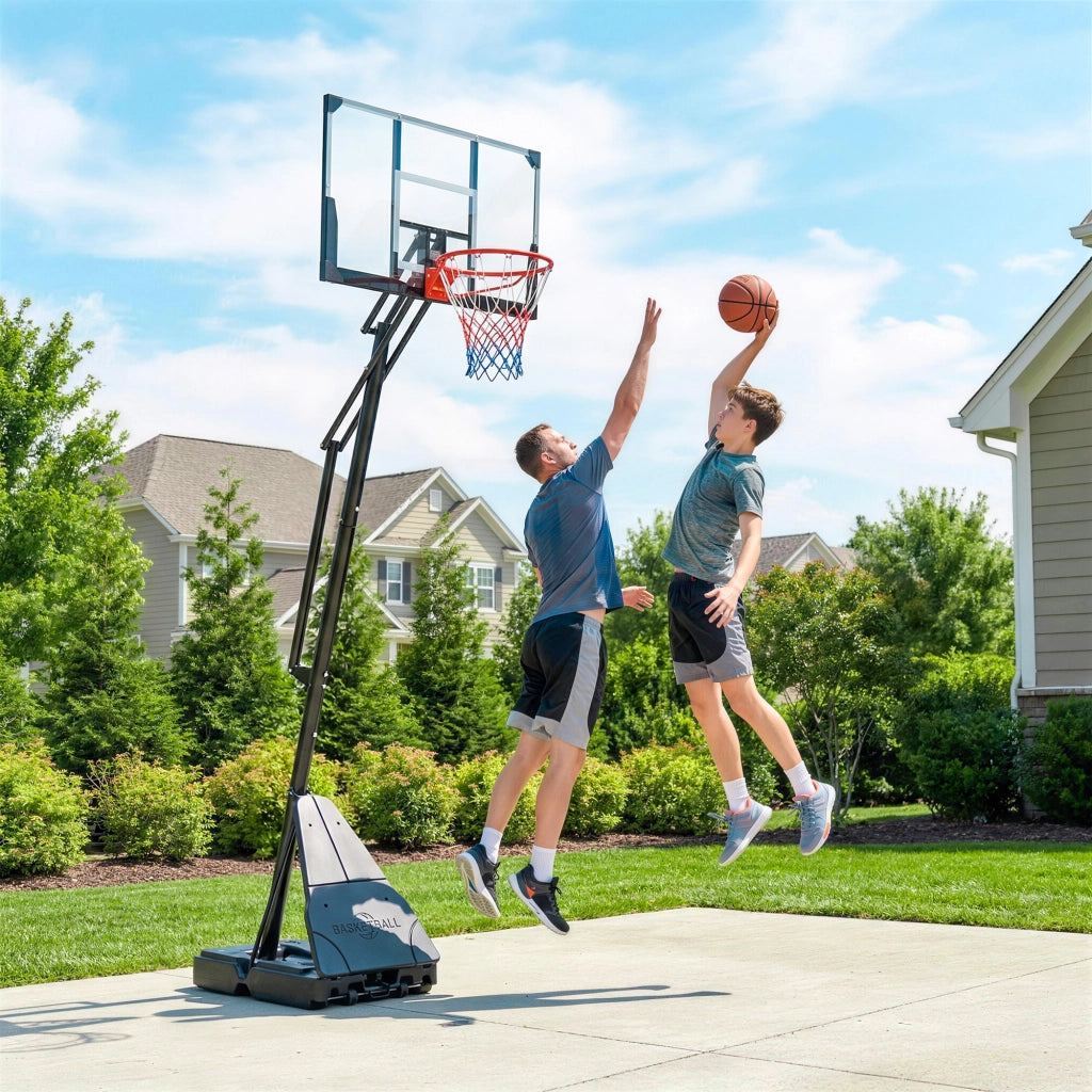 Canestro da Basket Portatile per Esterni Altezza Regolabile 245-305 cm Tabellone in Infrangibile PC Nero