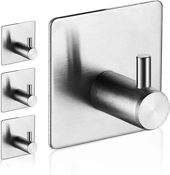 Set di 4 chiavi per doccia in acciaio inossidabile - ganci per parete - adatti per spugne, tappeti da bagno, cappucci da doccia etc.
