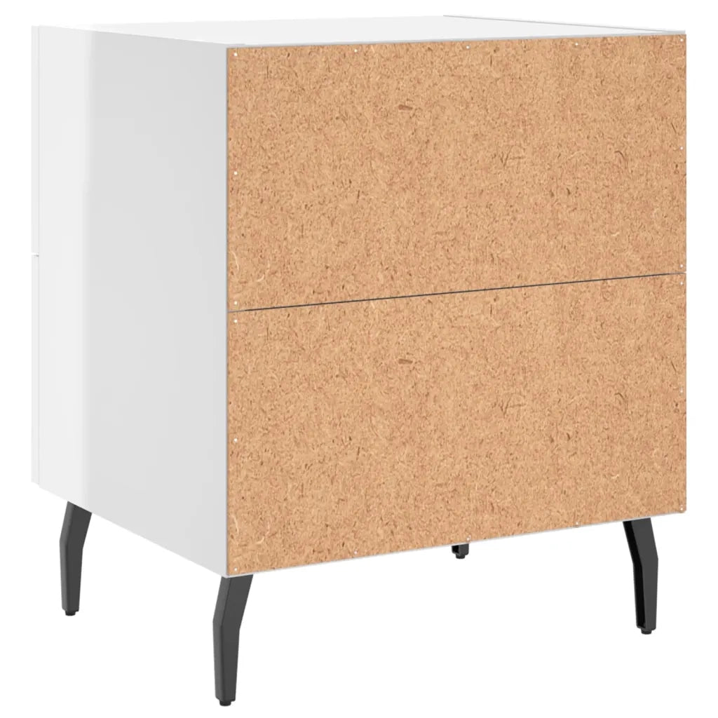 Comodini 2 pz Bianco Lucido 40x35x47,5 cm in Legno Multistrato 827345