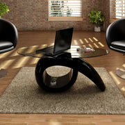 Tavolino da CaffÃ¨ con Ripiano Ovale in Vetro Nero Lucido  cod mxl 29732