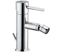 Rubinetto suvi per bidet dotato di scarico, caratterizzato da un design minimale e linee tonde