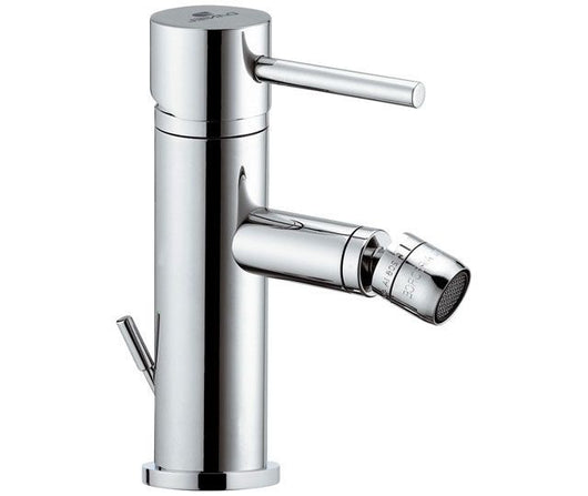 Rubinetto suvi per bidet dotato di scarico, caratterizzato da un design minimale e linee tonde