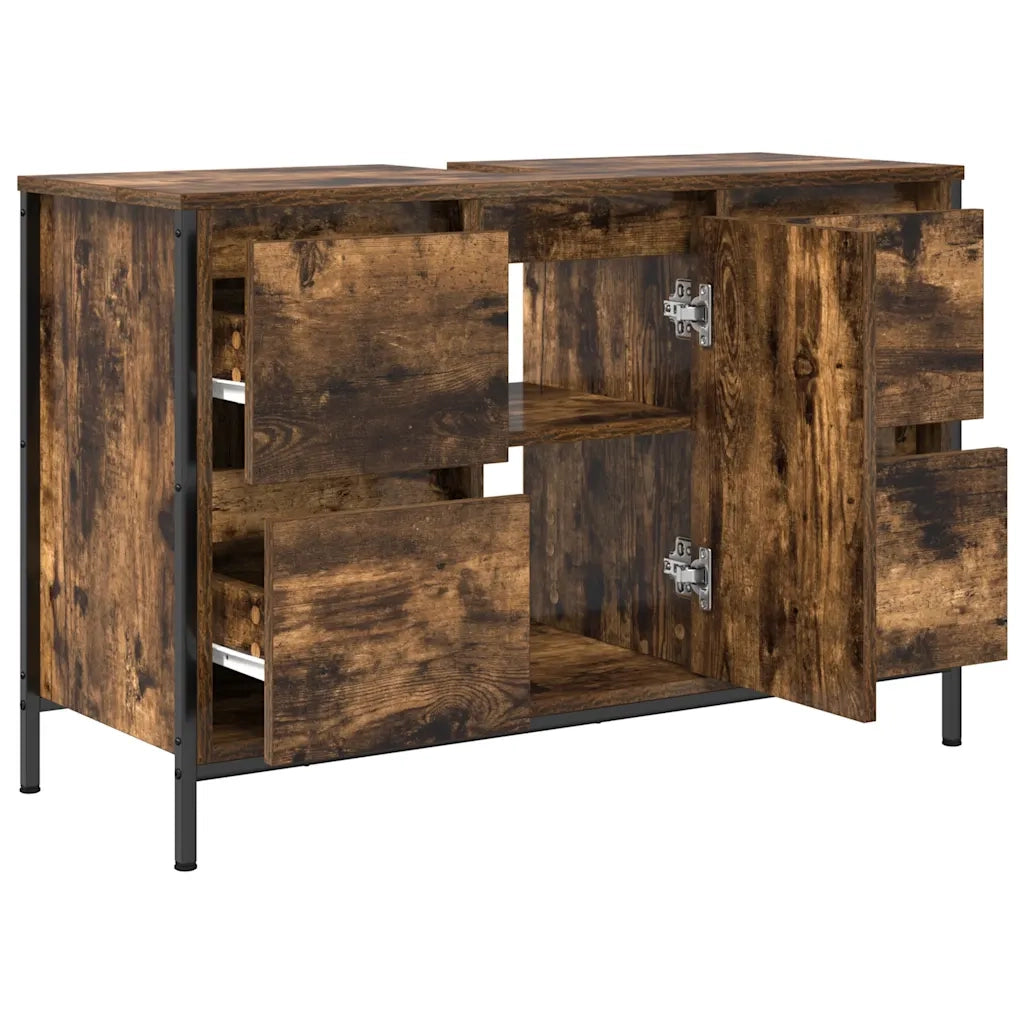 Mobile Lavabo con Cassetti Rovere Fumo 90x34,5x60 cm