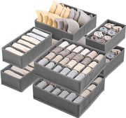 Set di conservazione per intimo, 8-set sistema di conservazione, organizzatore per armadio, scatola di tessuto, pieghevole, per reggisen, grembiuli, mutande, calze, sciarpe, scatola pieghevole (grigio scuro)