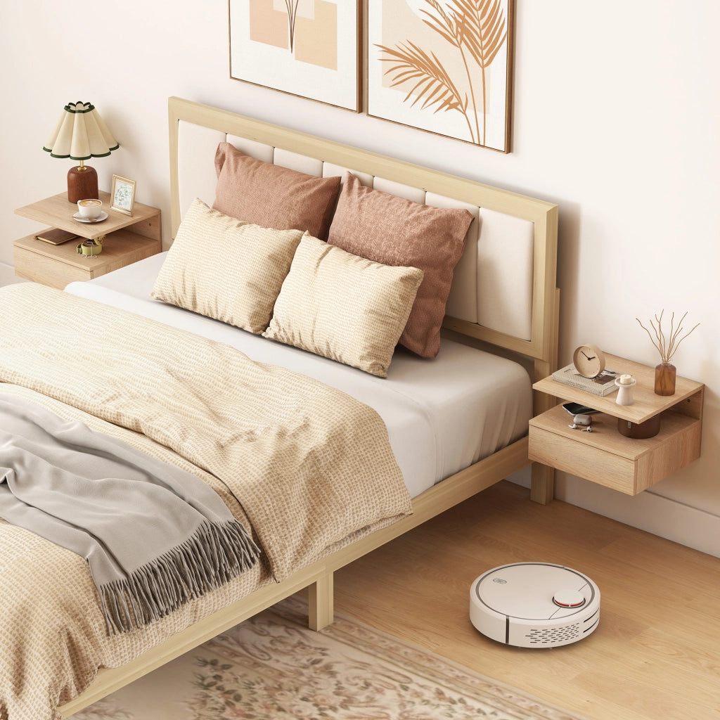 Comodino sospeso con cassetto ¨C Xylo ¨C Set 2 pezzi quercia 35x32x22,5cm