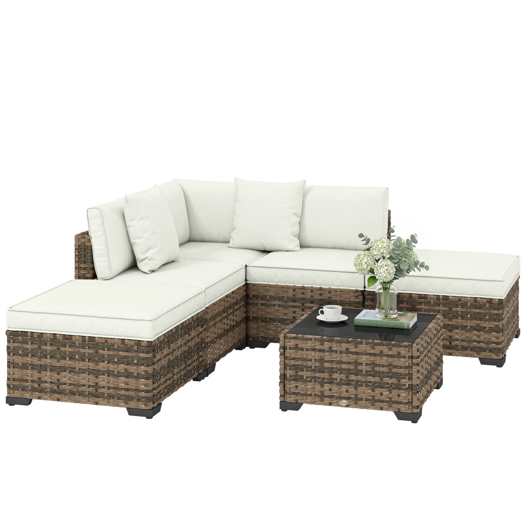 Divano angolare da giardino 5 posti in resina ¨C zephmum ¨C crema