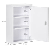 Armadietto Medicinali da Parete 30x14x46 cm 2 Chiavi in Acciaio Bianco