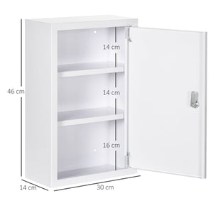 Armadietto Medicinali da Parete 30x14x46 cm 2 Chiavi in Acciaio Bianco