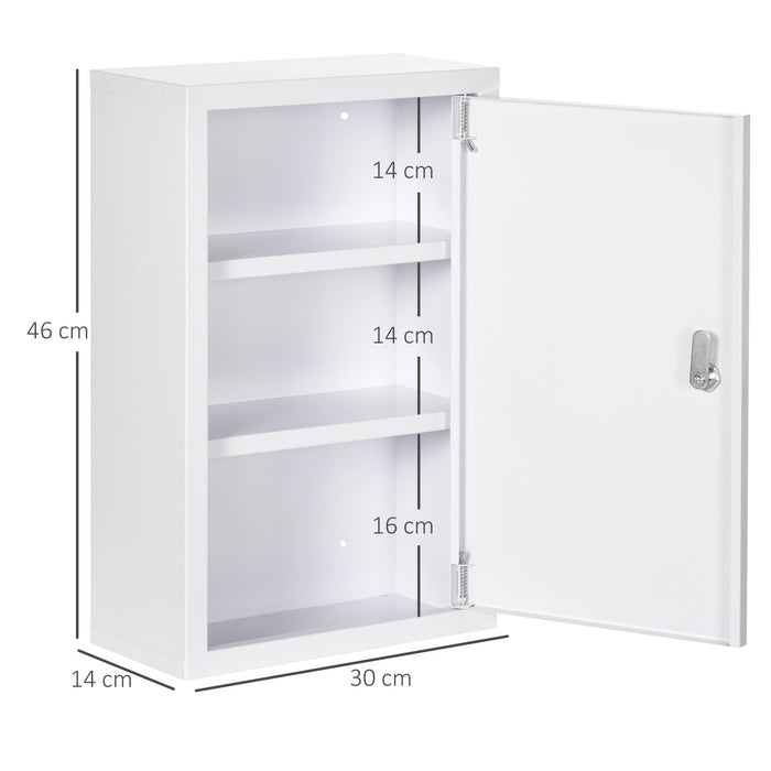 Armadietto Medicinali da Parete 30x14x46 cm 2 Chiavi in Acciaio Bianco